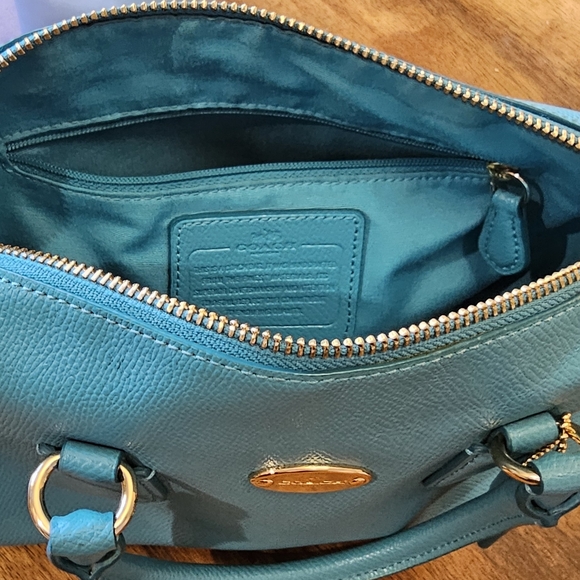 Coach Teal Leather Satchel - Picture 3 of 4
